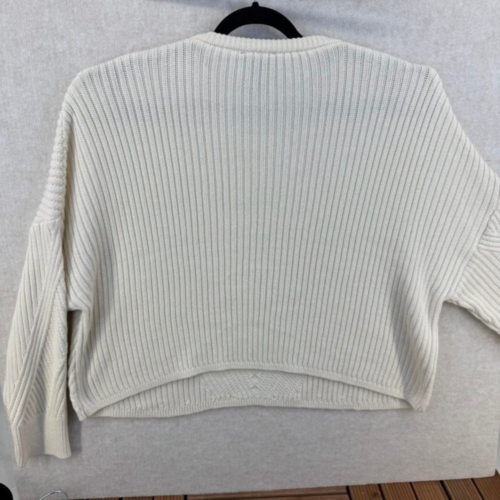 Express Cream Ribbed Crop Chevron Pattern Long Sleeve Sweater Women XL - Picture 5 of 7